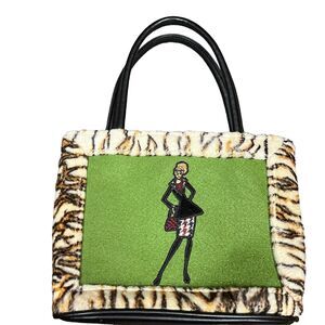 Fashionista Mini Bag Purse y2k Bueno Green Animal Print Vegan Leather Fabric